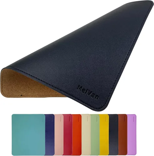 Vista 14 de MelVan Alfombrilla de mouse de piel sintética con borde cosido, alfombrilla de mouse de madera, alfombrilla de mouse impermeable para computadoras