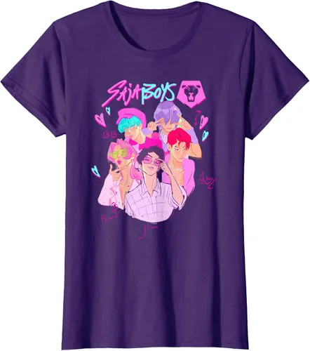 Vista 4 de Kpop Demon Hunters Camiseta Saja Boys Heartthrob con licencia