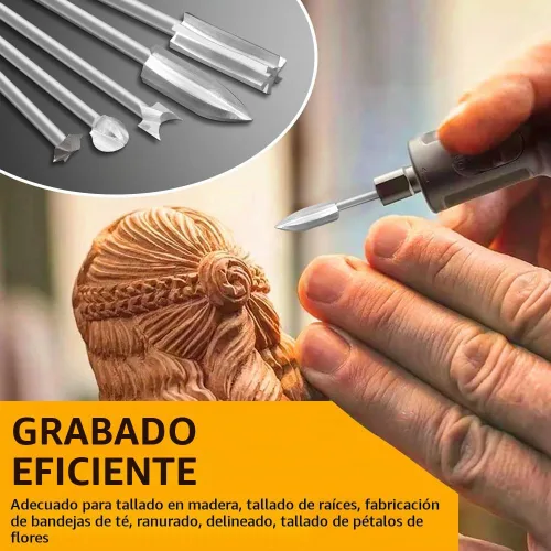 Vista 4 de Juego de brocas de tallado de madera compatible con Dremel herramienta rotativa 5 diferentes accesorios de taladro de grabado, herramienta