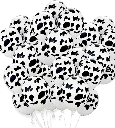 Vista 8 de 25 globos de vaca divertidos con estampado de vaca para fiesta de vaqueros, temática de vaquero occidental, suministros de recuerdo de fiesta