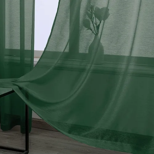 Vista 5 de DONREN 2 paneles de cortina de voile semitransparentes texturizados para ventana de cocina, pequeñas ventanas cortas, cortinas suaves de lujo