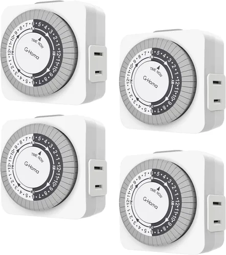 Vista 10 de G-Homa Temporizadores para Tomas Eléctricas, Temporizador Mecánico Enchufable para Interiores de 24 Horas, Intervalos de 30 Minutos, Ciclo Diario