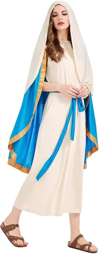 Vista 4 de Disfraz de María para mujer, disfraz de Virgen María para adultos, traje bíblico cristiano de Jesús, Pascua, Santa María, Cosplay