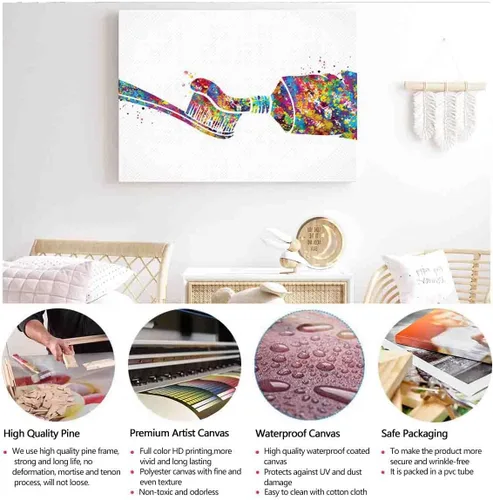 Vista 2 de MBARE Arte de pintura de acuarela, cuidado dental, impresión de acuarela, arte médico, cepillo de dientes, clínica dental, decoración, regalo