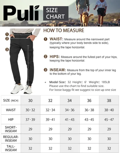 Vista 6 de PULI Pantalones cargo de senderismo para hombre, ajustados, elásticos, impermeables, con bolsillos