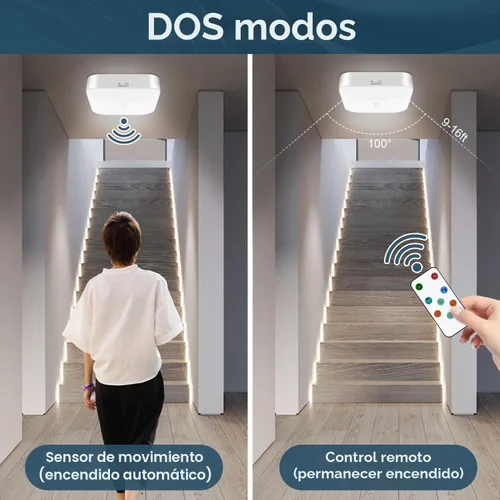 Vista 3 de Luz de techo recargable con sensor de movimiento WhitePoplar para interiores con control remoto, luz recargable con sensor de movimiento inalámbrica