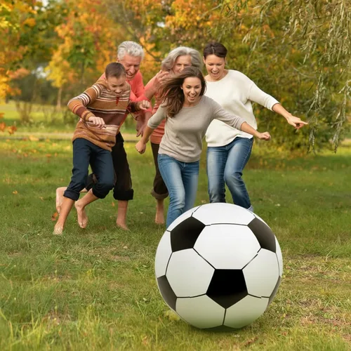 Vista 4 de Lewtemi 2 pelotas inflables de fútbol de playa, 27 bolas inflables gigantes de fútbol grandes para actividades al aire libre, decoración de piscina