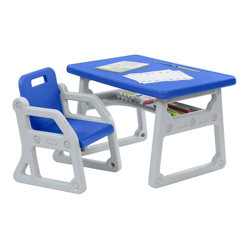 Vista 11 de ECR4Kids Escritorio y Silla Plus para Niños, Muebles para Niños, Azul/Gris Claro, 2 Piezas