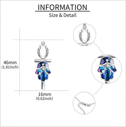 Vista 5 de HUKKUN - Collar con colgante de plata de ley, diseño de alas de ángel, loto, hamsa, fénix, joyería para mujeres y niñas