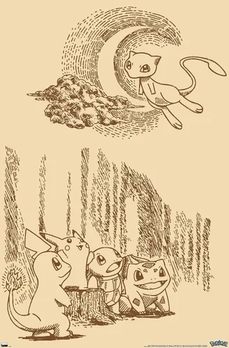 Vista 11 de Trends International Pokémon - Póster de pared de escena sepia, 22.4 pulgadas de largo x 14.7 pulgadas, versión enmarcada de madera de granero