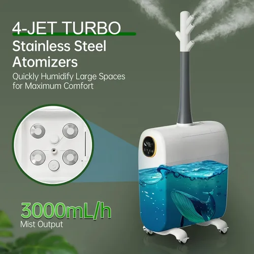 Vista 3 de Lacidoll Humidificador de habitación grande, 6.6 galones/25L Humidificadores para toda la casa para dormitorio y hogar, 3000 pies cuadrados