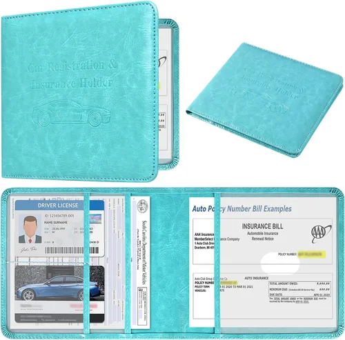 Vista 24 de DMLuna Soporte para Registro de Coche y Seguro, Organizador de Cuero para Documentos de Vehículo en Guantera, Accesorios de Compartimento para Auto
