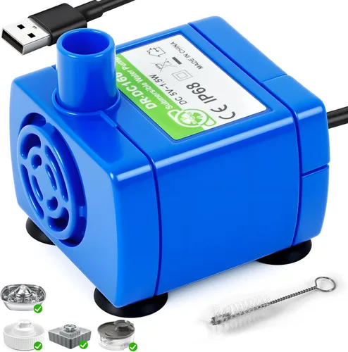 Vista 16 de Fuente de agua de cerámica para gatos, fuente de agua para mascotas con 3 filtros de carbono y 2 bombas de agua, dispensador automático de agua