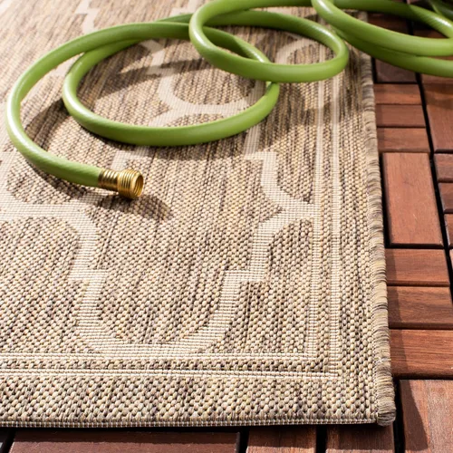 Vista 3 de SAFAVIEH Courtyard Collection - Alfombra decorativa de 4 x 5 pies 7 pulgadas, amarillo y beige, no desprende pelusa y de fácil cuidado