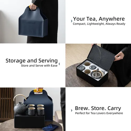 Vista 4 de TEANAGOO Juego de té japonés, juegos de té chino, tazas de té japonés de porcelana, juego de té chino de gongfu, juego de té asiático para adultos