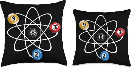 Vista 3 de Billiard Ball 8 13 Pool Skittles Billiards Carom Bolas 2, 3, 8, 9, cojín de billar con diseño de átomo, 16 x 16 pulgadas, multicolor