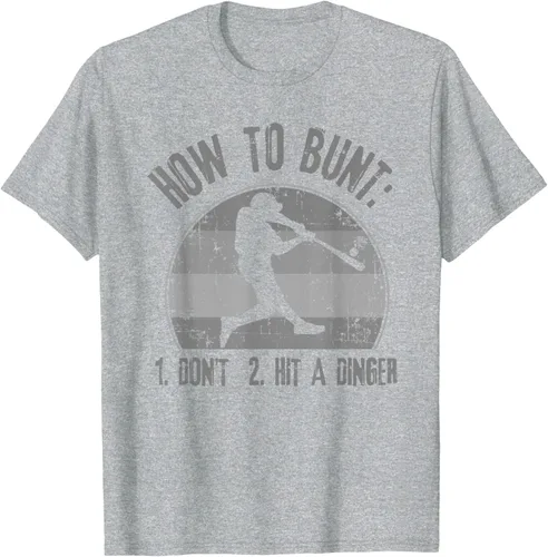 Vista 57 de Cómo Bunt Don't Hit A Dinger - Camiseta divertida de béisbol y sóftbol, Negro, S