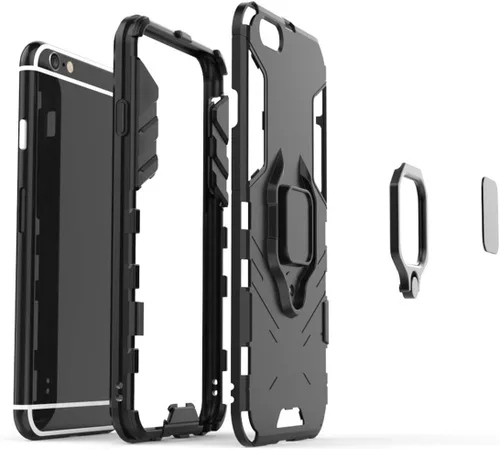 Vista 5 de Compatible con iPhone 6 Plus, 6S Plus, anillo de metal con agarre de soporte, a prueba de golpes, carcasa rígida