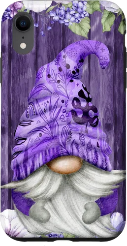 Vista 25 de Cute Purple Aesthetic Anemones Flower Pattern Lavender Gnome Case for iPhone 17