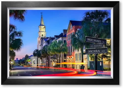 Vista 114 de IPIC - Personalized Framed Canvas with Custom Street Sign in Boston Personalized Street Signs with Names, Custom Canvas Print, Boston Sunset