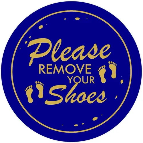Vista 2 de All Quality Please Remove Shoes Circle Wall Door Sign - Negro (Pequeño)