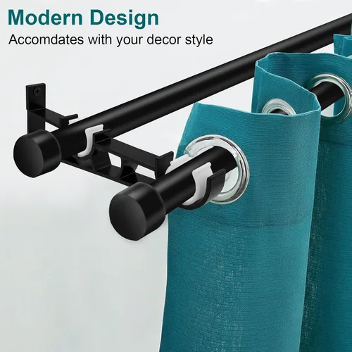 Vista 6 de Soportes dobles para cortinero, ganchos resistentes para cortinero, soportes para barra de cortina montados en la pared para cortinero de 1 pulgada