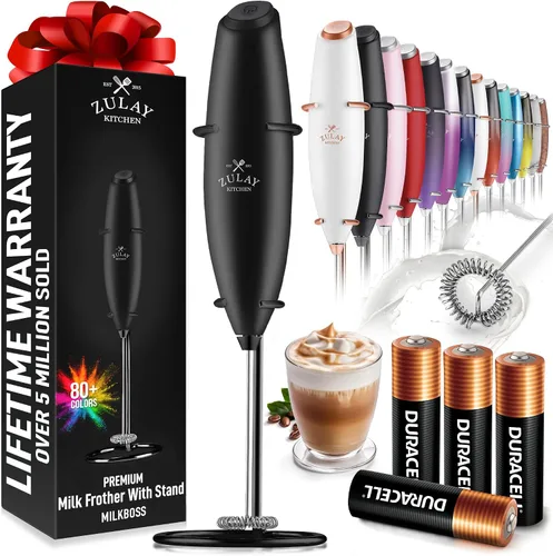Vista 24 de Zulay Milk Boss Espumador de leche potente manual, hace espuma para latte, batidor para mezclar bebidas, café, miniespumador para capuchino, frappé