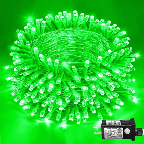 Vista 21 de Guirnalda de 120 luces LED rojas impermeables para exteriores, luces de Navidad rojas de 40 pies, 8 modos, cable transparente, guirnalda de luces