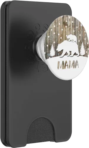 Vista 8 de Mama Bear 1 Cub Pop Socket Mom Xmas Regalo Madera Fondo – PopSockets Grip y soporte para teléfonos y tabletas