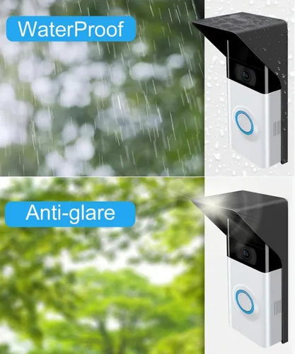 Vista 2 de Kit de soporte de cubierta de lluvia para timbre de puerta compatible con timbres de video 2/3/3Plus/4, soporte de placa de montaje para timbre