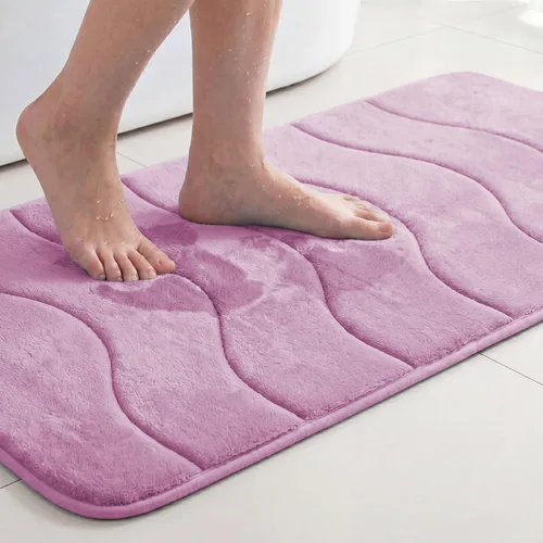 Vista 31 de Flamingo P Alfombra de Baño de Espuma Viscoelástica Tapetes de Baño Alfombra Antideslizante Absorbente de Agua para Ducha, 24x17 pulgadas, Verde Aqua