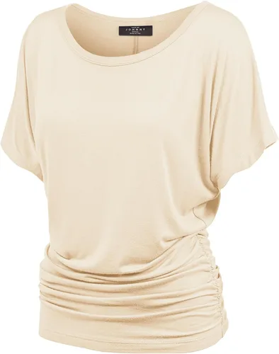 Vista 42 de Made By Johnny Camiseta de manga corta Dolman con cuello barco y dobladillo curvado para mujer, ajuste holgado Wt1037_aqua