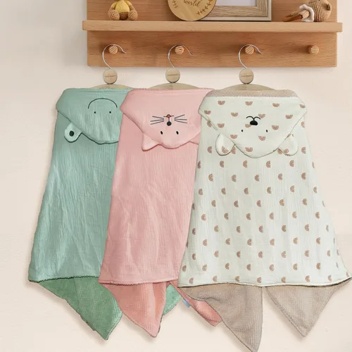 Vista 7 de Toalla de baño con capucha ultrasuave con forro de franela para bebé y niño, toallas absorbentes cálidas de 55 x 25 pulgadas (diseño de rana)