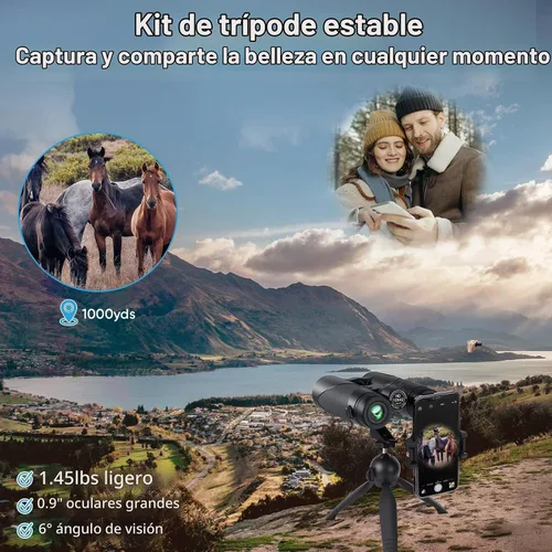 Vista 5 de Timorn Binoculares para adultos observación de aves 10x42 HD con adaptador Binoculares de alta potencia para adultos, lente FMC para imágenes claras