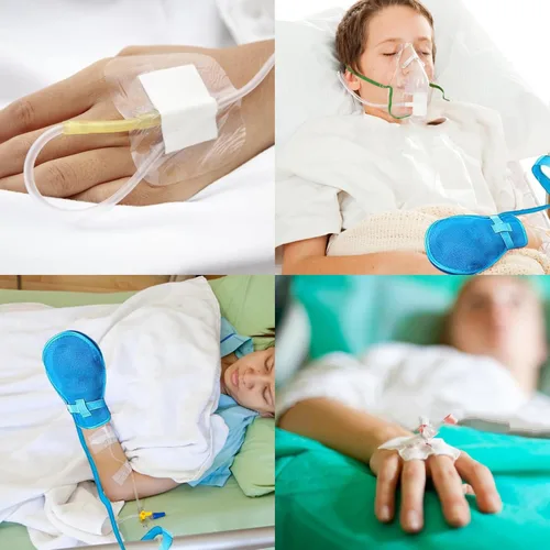 Vista 6 de Restricciones de manos para pacientes ancianos con demencia, guantes de retención para demencia, producto para ancianos, guantes médicos, guantes