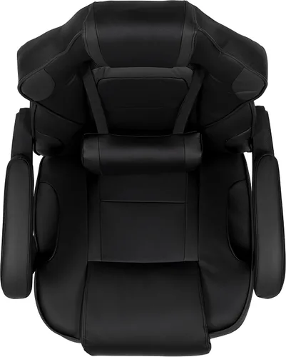 Vista 7 de EMMA + OLIVER Silla ergonómica negra para videojuegos, respaldo/brazos, reposapiés, masaje lumbar