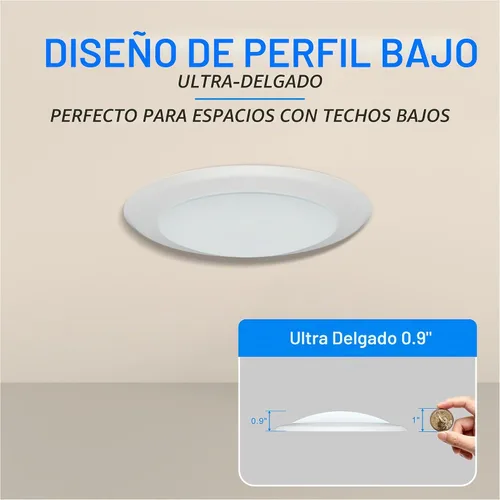 Vista 5 de ECOELER 3CCT - Luz LED de disco, luces de techo empotrables regulables de 6 pulgadas, 16.5 W 1000 lm, 3000 K/4000 K/5000 K seleccionables, adecuadas