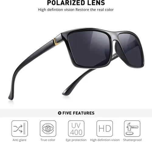 Vista 5 de MERRY'S - Gafas de sol deportivas rectangulares, lentes polarizados con protección UV400, para hombres y mujeres, gafas para ciclismo, conducción