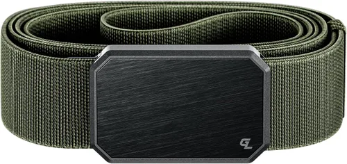 Vista 28 de Groove Life - Cinturón de nailon elástico para hombre con hebilla magnética de aluminio Gun Metal / Dark Earth