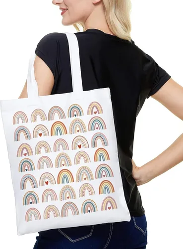 Vista 4 de Regalos inspiradores para mujeres, bolsas de arco iris para niñas, bolsa de mano bohemia de arcoíris para ella, pared de arcoíris, regalos