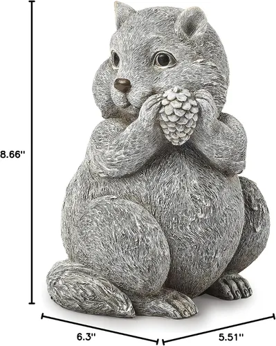Vista 6 de Roman Jardín - Estatua de ardilla, 8.75 pulgadas de alto, colección Pudgy Pals, resina y dolomita, decorativo, regalo de jardín, decoración