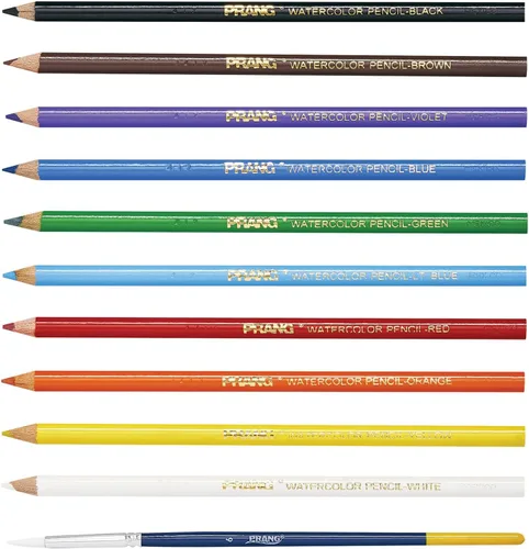 Vista 2 de Prang Lápices de colores de acuarela, incluye pincel, colores surtidos, 10 unidades (23650)