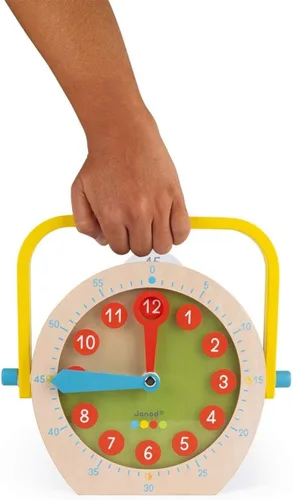 Vista 4 de Janod Aprende a decir la hora - Reloj educativo de madera para enseñanza - A partir de 5 años - J05076