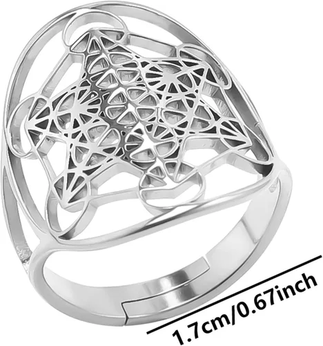 Vista 3 de XHBTS Metatrons - Collar de acero inoxidable para arcángel, metatrón, declaración de protección con dije de acero inoxidable ahuecado para cadena