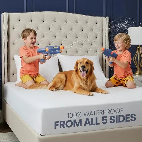 Vista 3 de Utopia Bedding – Protector de colchón impermeable de 5 lados tamaño individual, funda de colchón transpirable premium, estilo ajustado con bolsillos