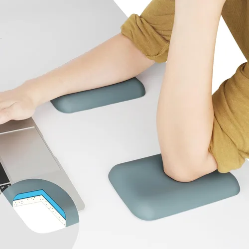 Vista 8 de Leolee Almohadillas ergonómicas negras con espuma viscoelástica y base antideslizante, para aliviar el dolor de codo y muñeca para computadora