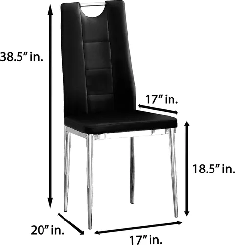 Vista 3 de Best Master Furniture Juego de 2 sillas de comedor de cristal, color negro