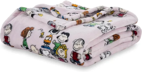 Vista 28 de Berkshire Peanuts® VelvetLoft® - Manta de felpa de Snoopy con bonito personaje, acogedora manta Fairisle Crimson Neutral, manta de 55 x 70 pulgadas