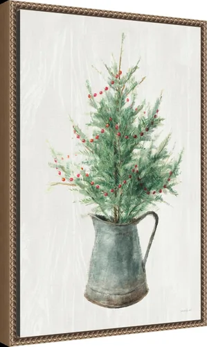 Vista 2 de Amanti Art Framed Canvas Wall Art 23x16 White and Bright Christmas Tree II by Danhui Nai, Framed Wall Art Canvas, Holidays Artwork, Traditional