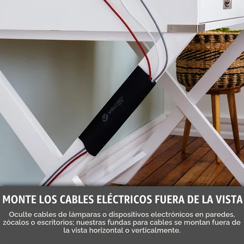 Vista 8 de Funda para cable de montaje de la marca VELCRO, color negro, canal de cable de 3 pies